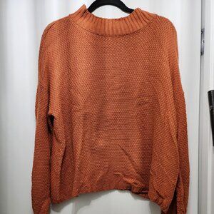 Violets and Roses Neala Mock Neck Sweater burnt orange XL